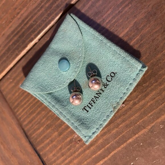 Authentic Tiffany & Co Sterling Silver Hardware Ball Bead Stud Earrings 10mm - Picture 2 of 4